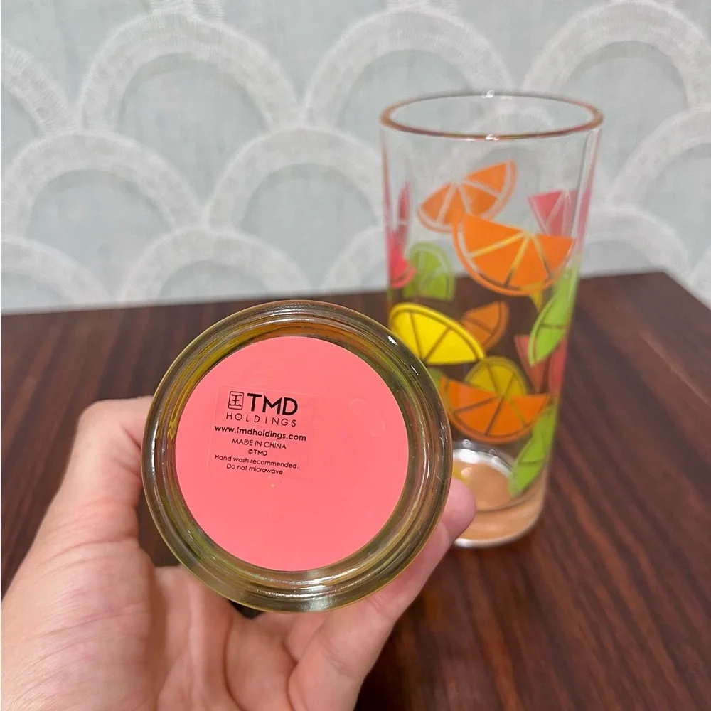Set of (2)‎ TMD Holdings Citrus Fruit Slice Highball Glasses 🍊🍋‍🟩🍋
